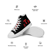 Load image into Gallery viewer, Black/Red ETX Men’s high top canvas shoes
