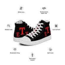 Load image into Gallery viewer, Black/Red ETX Men’s high top canvas shoes
