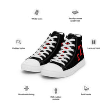 Load image into Gallery viewer, Black/Red ETX Men’s high top canvas shoes
